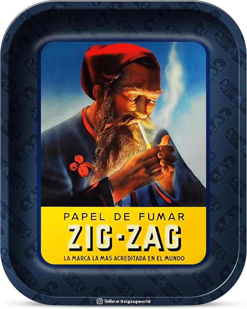 Metal Rolling Tray, Vintage Blue Elegant Design, Sleek Finish and Smooth Rounded Corners - Large (13.4" x 10.8") -